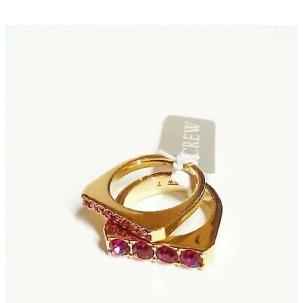 J. Crew NWT Luxury Minimalist Holiday Spring Party Festive RARE Crystal Ring Set